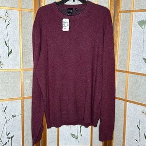 NWT Saks Fifth Avenue Mens XL/TTG 100% Cashmere Pullover Sweater color: Mulberry